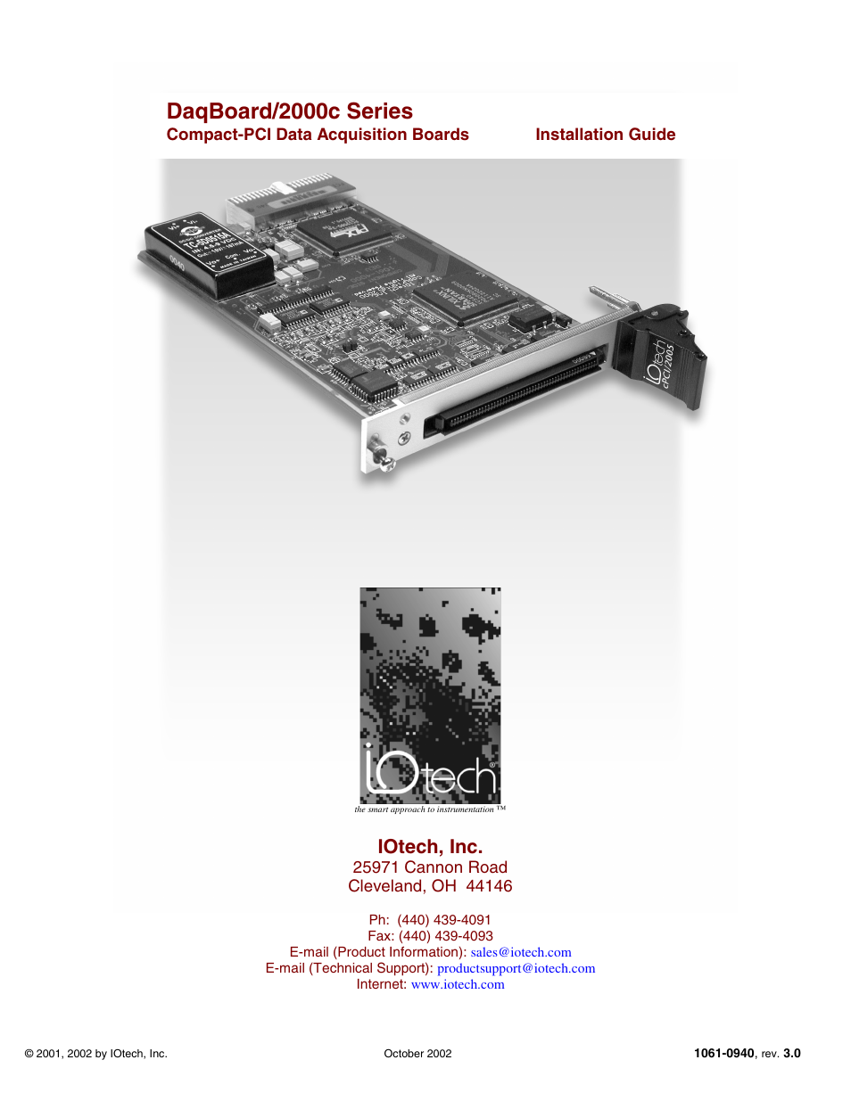 Measurement Computing DaqBoard 2000c Series rev.3.0 User Manual | 12 pages