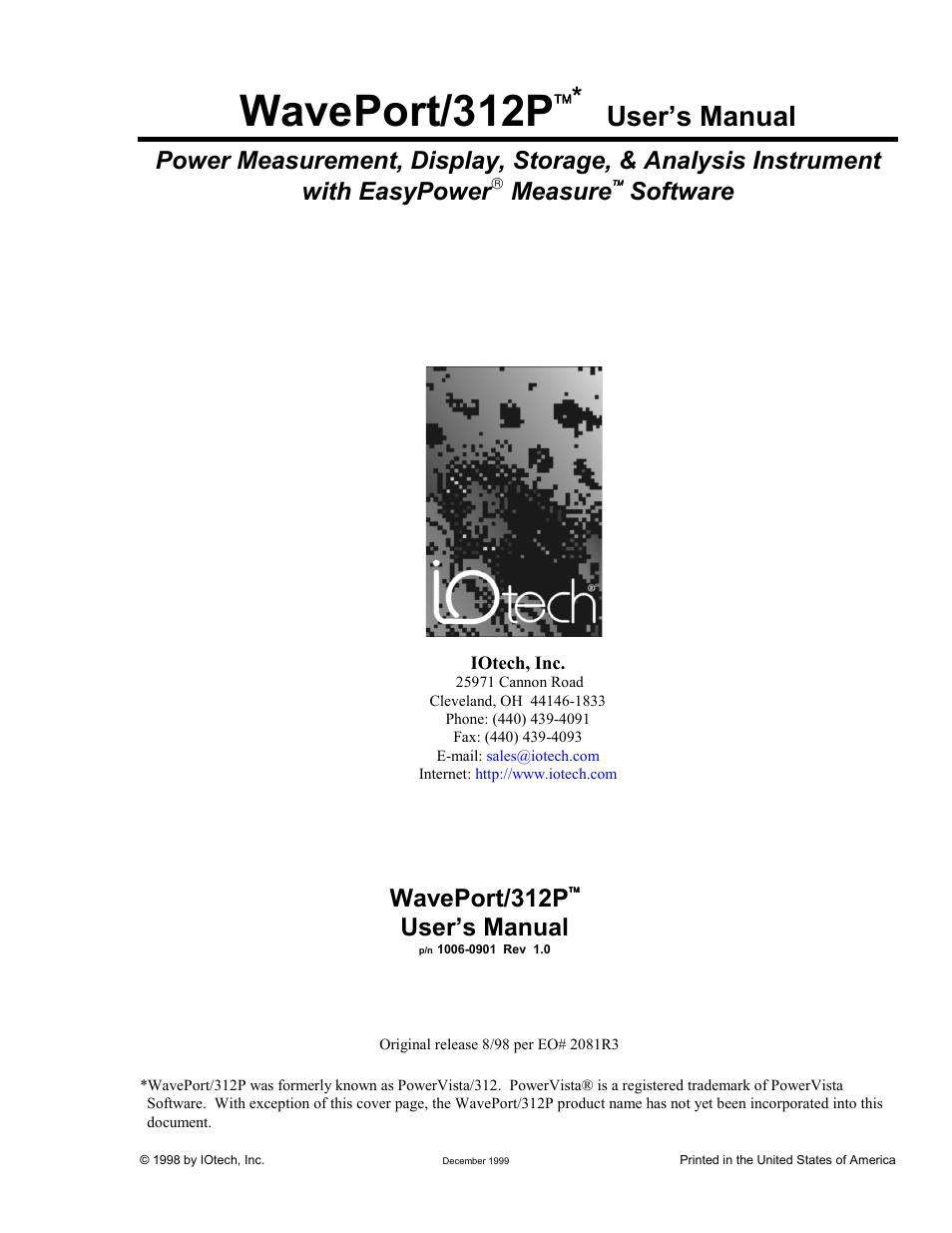 Measurement Computing WavePort 312P rev.1.0 User Manual | 82 pages