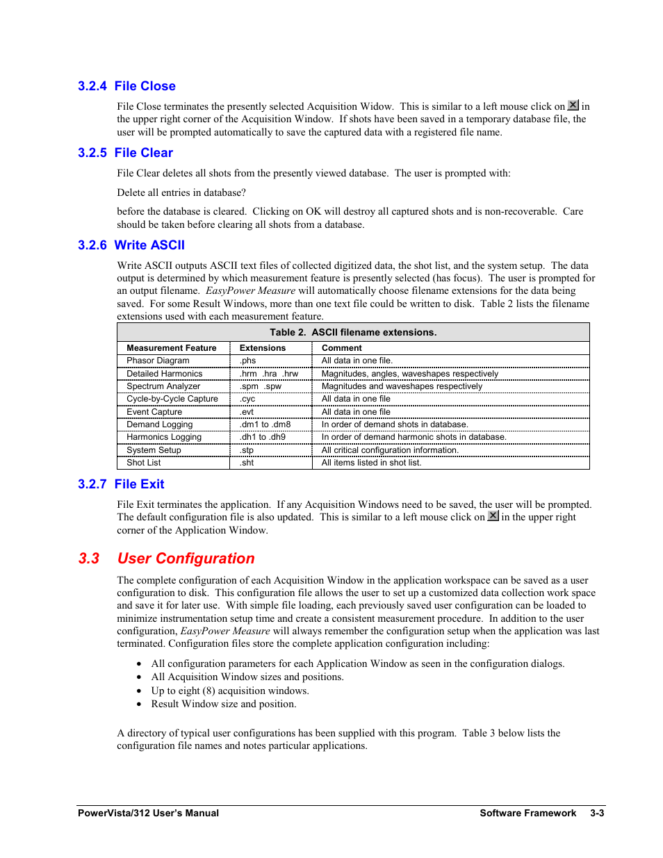 4 file close, 5 file clear, 6 write ascii | 7 file exit, User configuration, 3 user configuration | Measurement Computing WavePort 312P rev.1.0 User Manual | Page 19 / 82