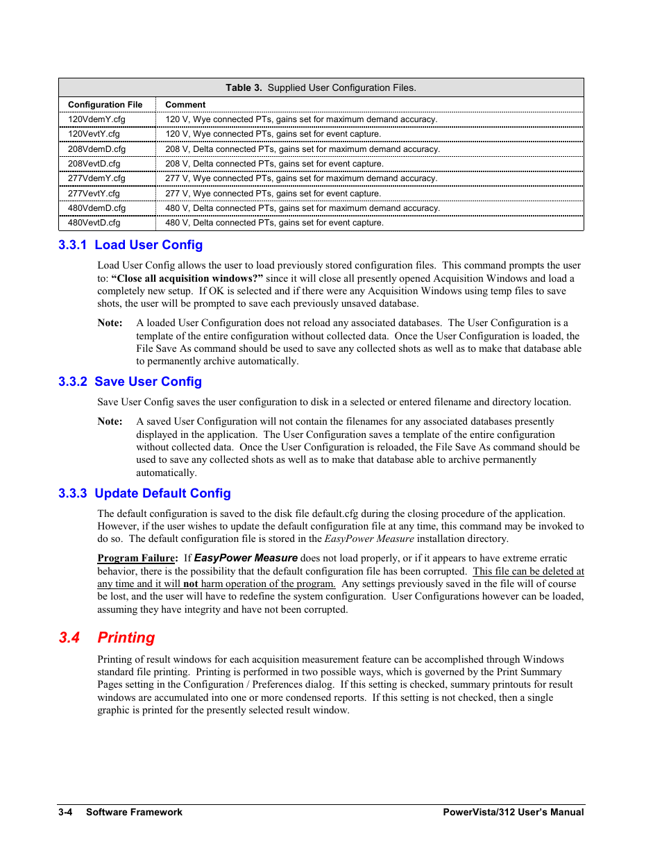 1 load user config, 2 save user config, 3 update default config | Printing, 4 printing | Measurement Computing WavePort 312P rev.1.0 User Manual | Page 20 / 82