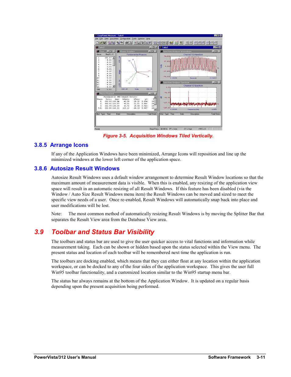 5 arrange icons, 6 autosize result windows, Toolbar and status bar visibility | 9 toolbar and status bar visibility | Measurement Computing WavePort 312P rev.1.0 User Manual | Page 27 / 82