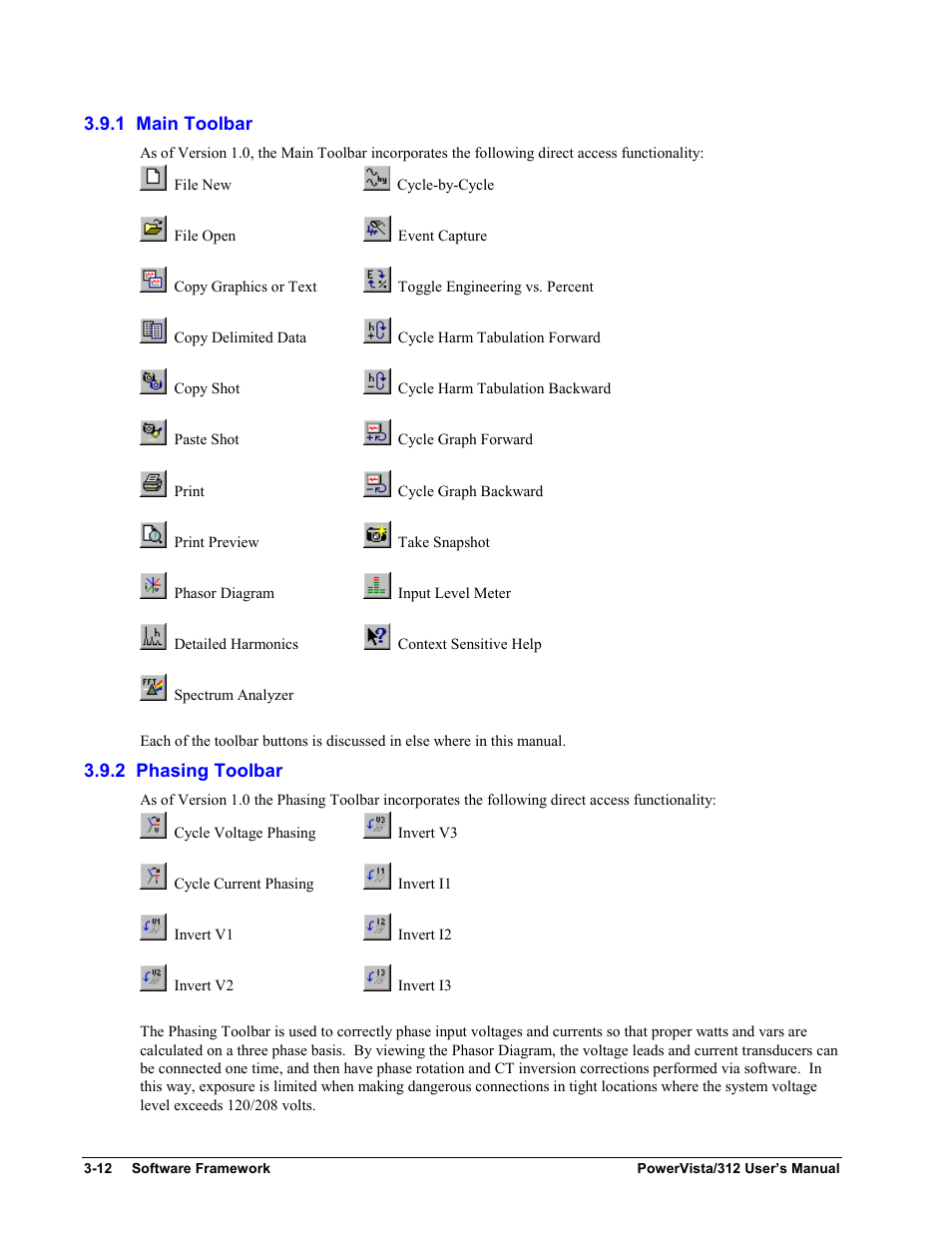 1 main toolbar, 2 phasing toolbar | Measurement Computing WavePort 312P rev.1.0 User Manual | Page 28 / 82