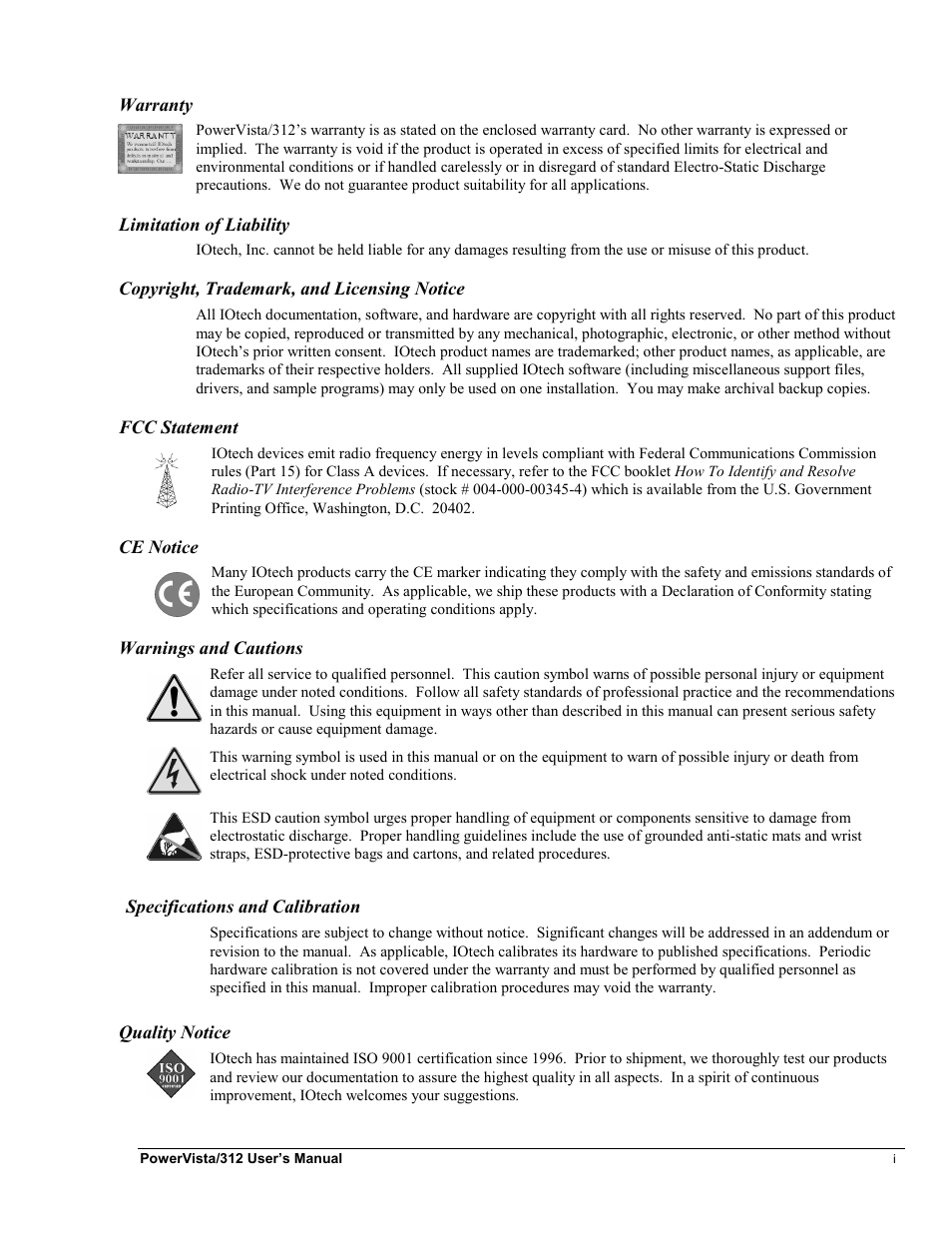 Warranty | Measurement Computing WavePort 312P rev.1.0 User Manual | Page 3 / 82
