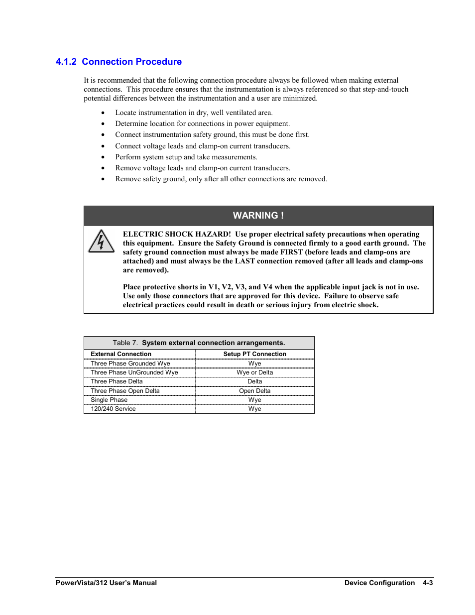 2 connection procedure, Warning | Measurement Computing WavePort 312P rev.1.0 User Manual | Page 37 / 82