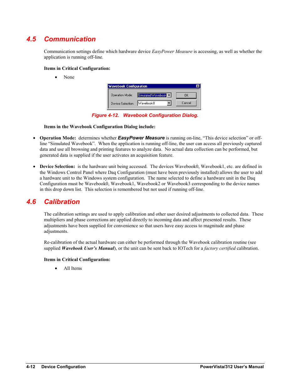 Communication, Calibration, 5 communication | 6 calibration | Measurement Computing WavePort 312P rev.1.0 User Manual | Page 46 / 82