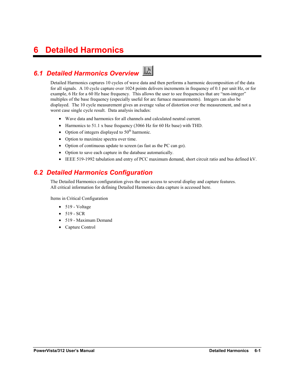 Chapter 6 - detailed harmonics, 1 detailed harmonics overview, 2 detailed harmonics configuration | 6 detailed harmonics | Measurement Computing WavePort 312P rev.1.0 User Manual | Page 55 / 82