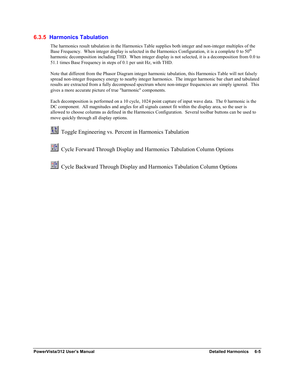 5 harmonics tabulation | Measurement Computing WavePort 312P rev.1.0 User Manual | Page 59 / 82