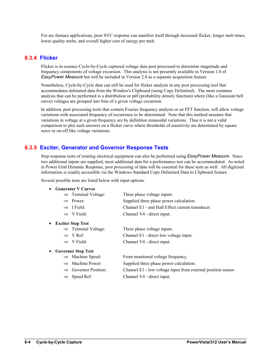 4 flicker, 5 exciter, generator and governor response tests | Measurement Computing WavePort 312P rev.1.0 User Manual | Page 68 / 82