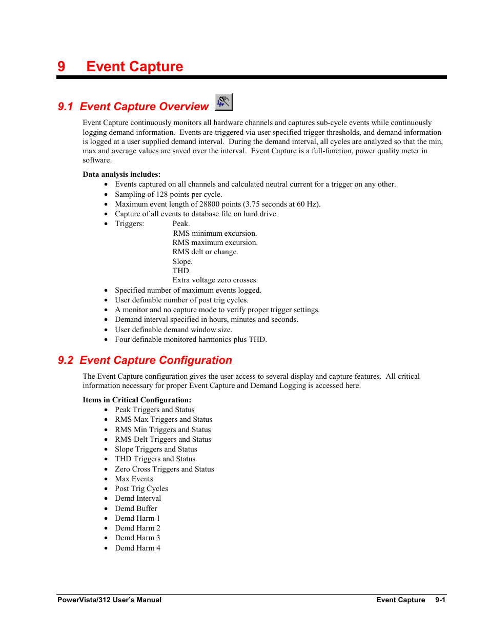 Chapter 9 - event capture, 1 event capture overview, 2 event capture configuration | 9 event capture, 9event capture | Measurement Computing WavePort 312P rev.1.0 User Manual | Page 69 / 82