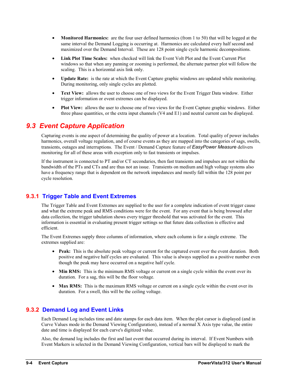 3 event capture application, 1 trigger table and event extremes, 2 demand log and event links | Measurement Computing WavePort 312P rev.1.0 User Manual | Page 72 / 82