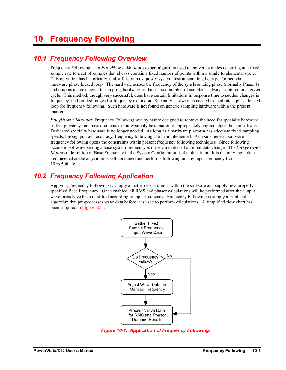 Chapter 10 - frequency following, 1 frequency following overview, 2 frequency following application | 10 frequency following | Measurement Computing WavePort 312P rev.1.0 User Manual | Page 75 / 82