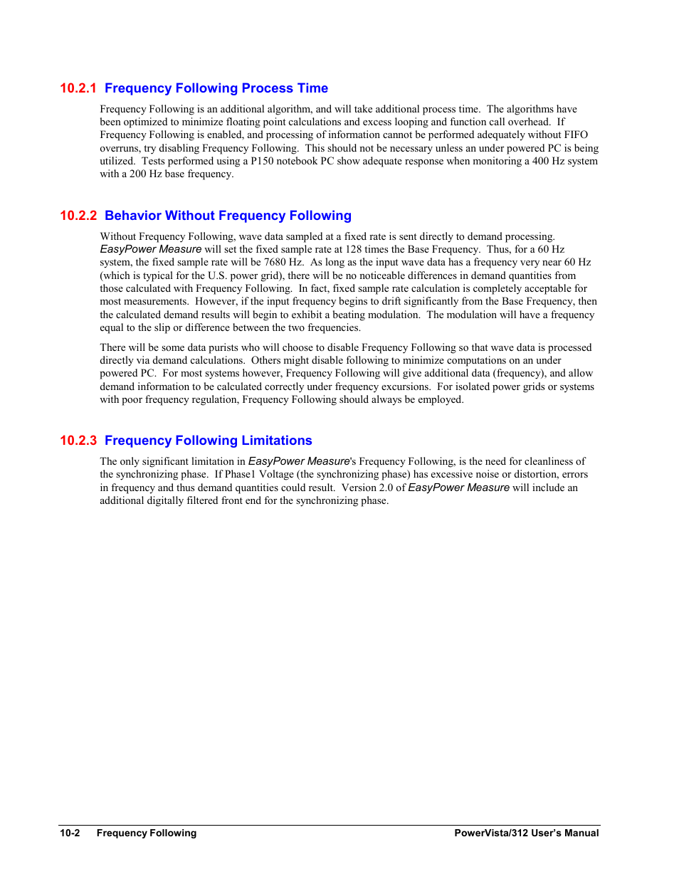 1 frequency following process time, 2 behavior without frequency following, 3 frequency following limitations | Measurement Computing WavePort 312P rev.1.0 User Manual | Page 76 / 82