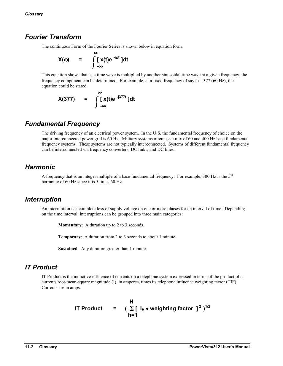 Fourier transform, Fundamental frequency, Harmonic | Interruption, It product | Measurement Computing WavePort 312P rev.1.0 User Manual | Page 78 / 82