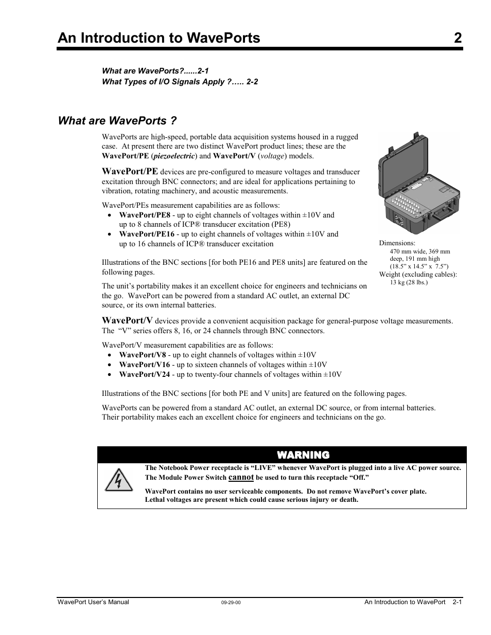 Chapter 2 - an introduction to waveports, An introduction to waveports 2, What are waveports | Measurement Computing WavePort rev.3.0 User Manual | Page 11 / 140