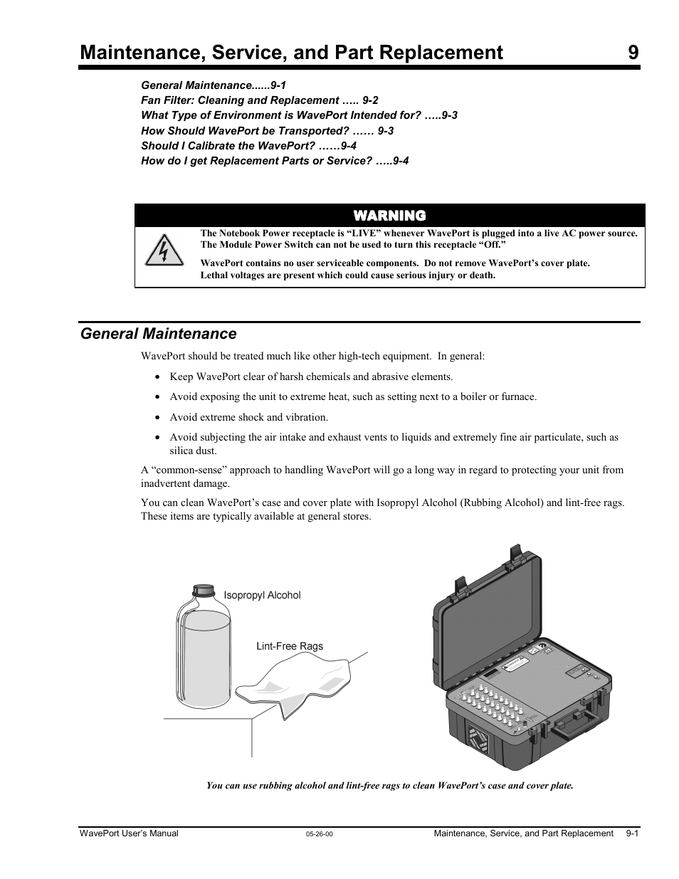 General maintenance, Maintenance, service, and part replacement 9 | Measurement Computing WavePort rev.3.0 User Manual | Page 117 / 140