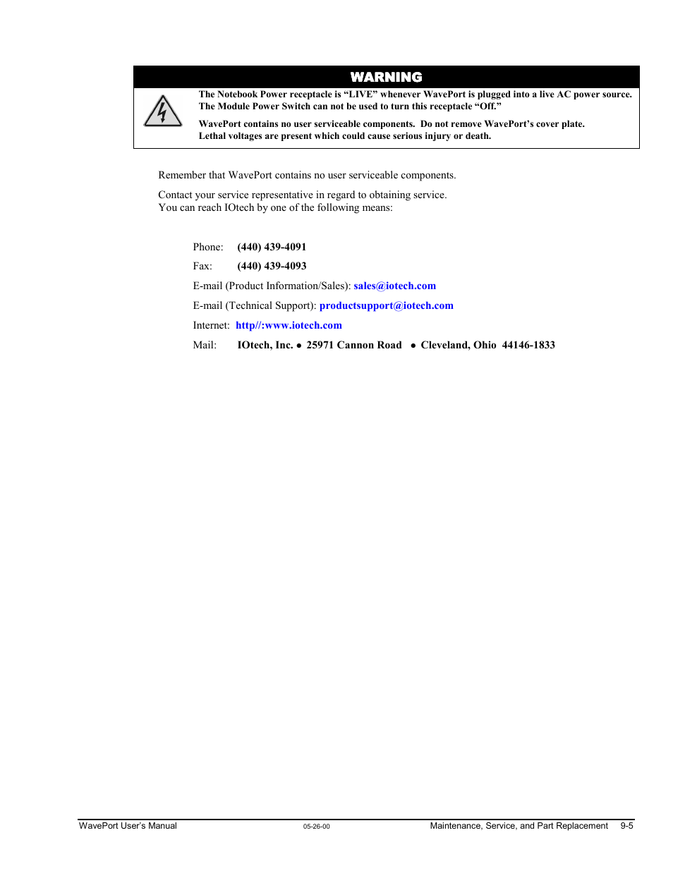 Warning | Measurement Computing WavePort rev.3.0 User Manual | Page 121 / 140