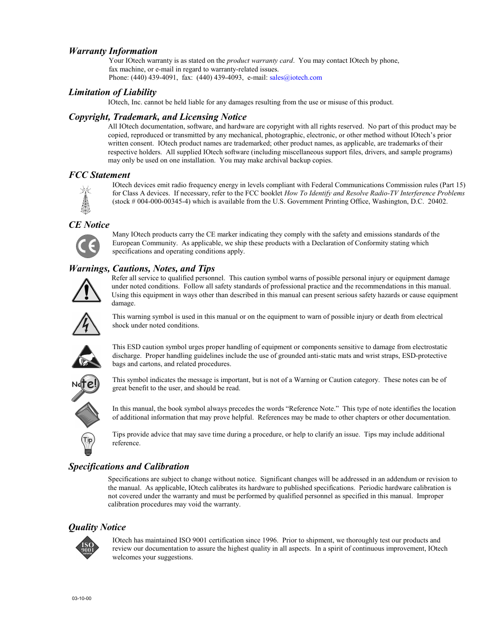 Warranty information | Measurement Computing WavePort rev.3.0 User Manual | Page 3 / 140