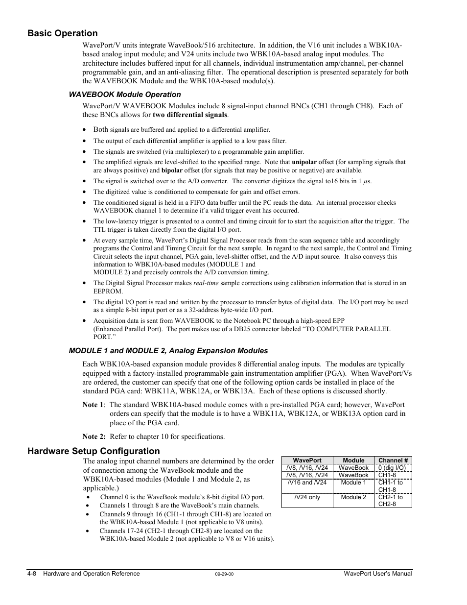 Basic operation, Hardware setup configuration | Measurement Computing WavePort rev.3.0 User Manual | Page 36 / 140