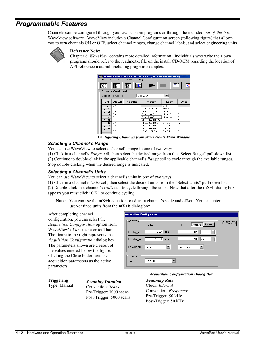 Programmable features | Measurement Computing WavePort rev.3.0 User Manual | Page 40 / 140