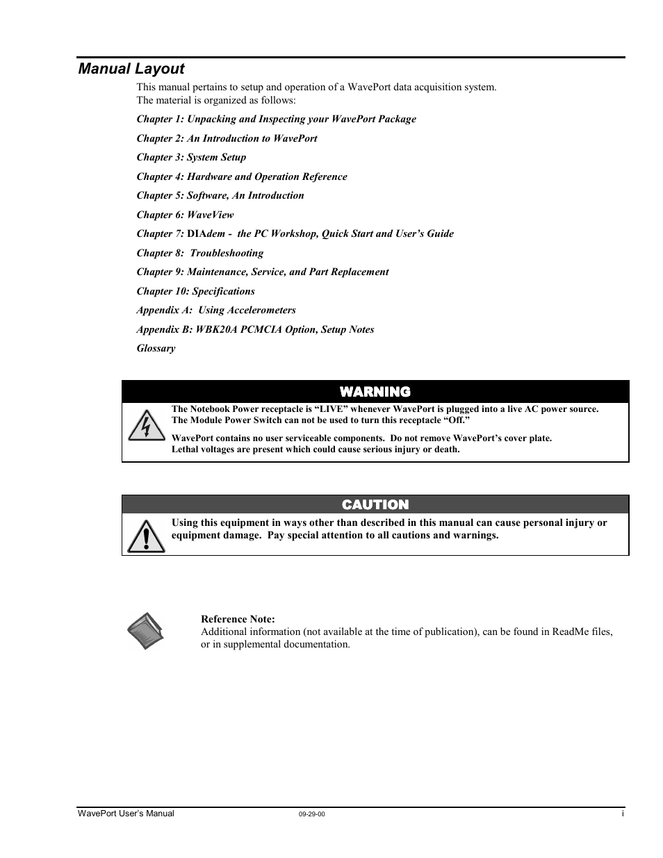Manual layout | Measurement Computing WavePort rev.3.0 User Manual | Page 5 / 140