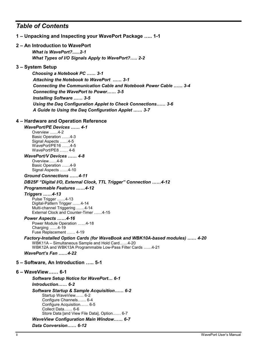 Measurement Computing WavePort rev.3.0 User Manual | Page 6 / 140