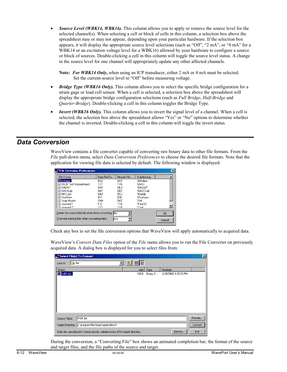 Data conversion | Measurement Computing WavePort rev.3.0 User Manual | Page 64 / 140