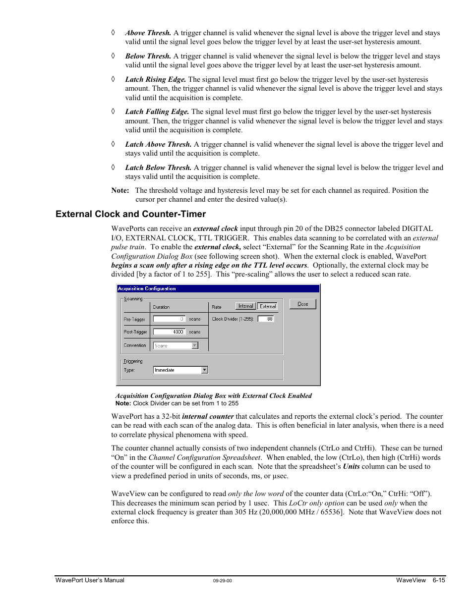 Imer …… 6-15, External clock and counter-timer | Measurement Computing WavePort rev.3.0 User Manual | Page 67 / 140