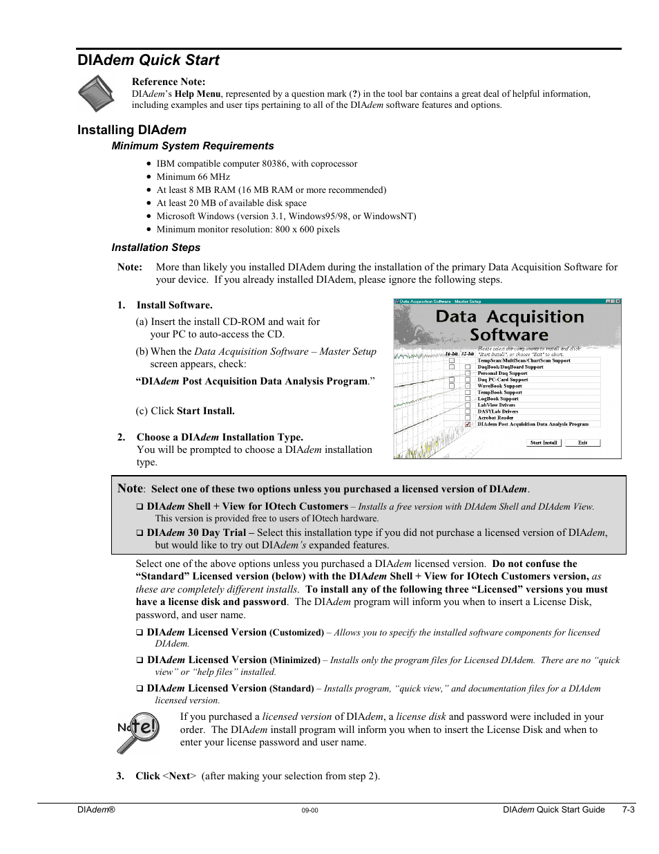 Diadem quick start, Dia dem quick start, Installing dia dem | Measurement Computing WavePort rev.3.0 User Manual | Page 77 / 140