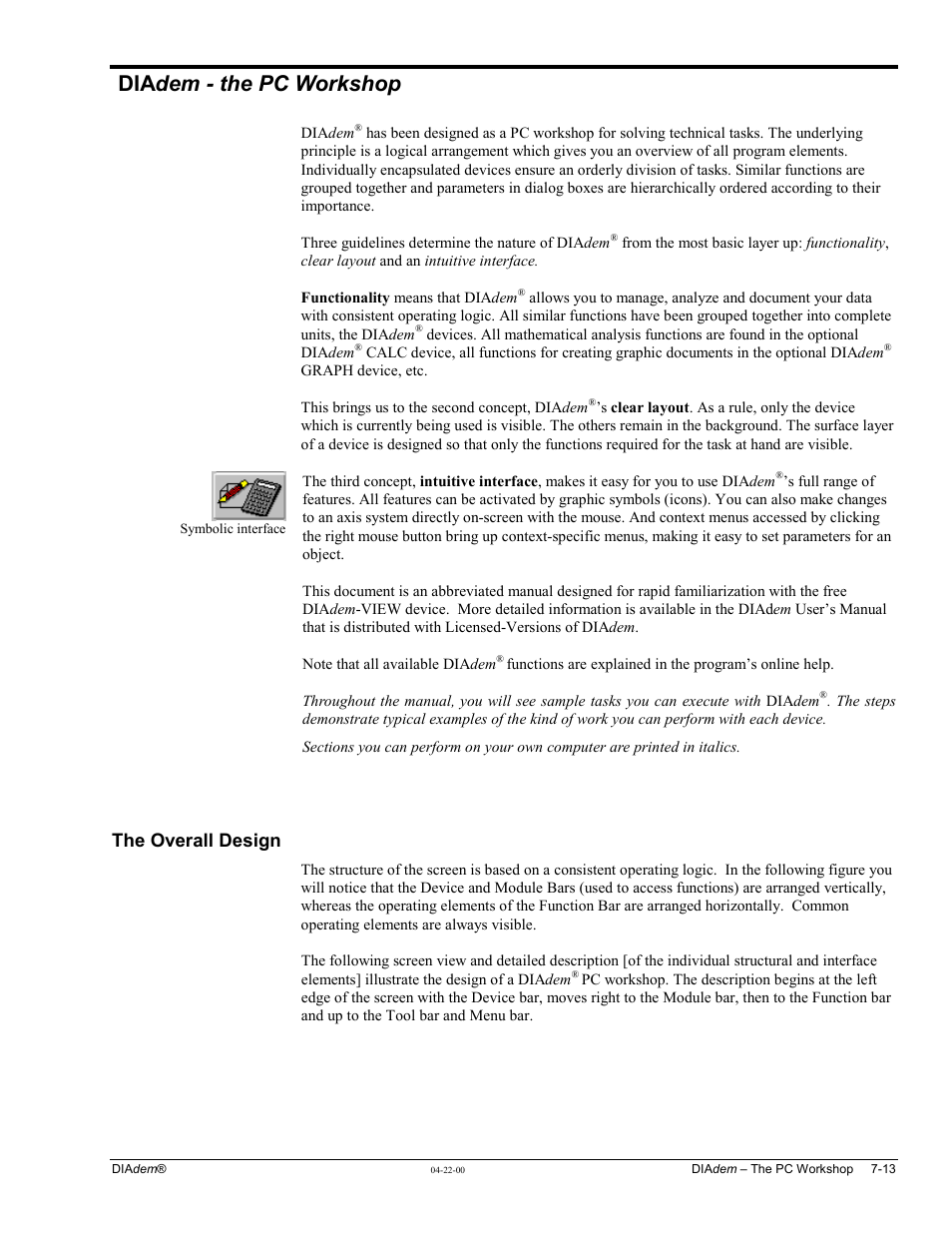 Diadem - the pc workshop, Dia dem - the pc workshop, The overall design | Measurement Computing WavePort rev.3.0 User Manual | Page 87 / 140
