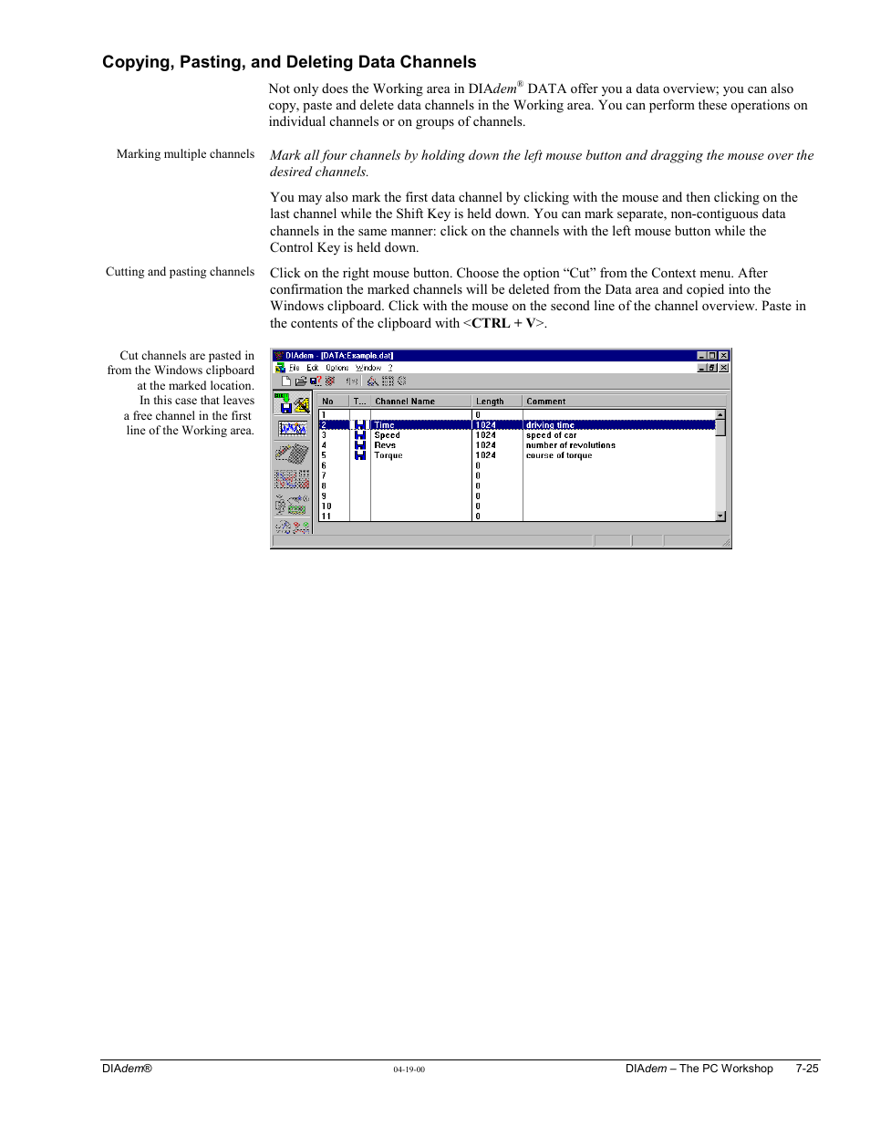 Copying, pasting, and deleting data channels | Measurement Computing WavePort rev.3.0 User Manual | Page 99 / 140
