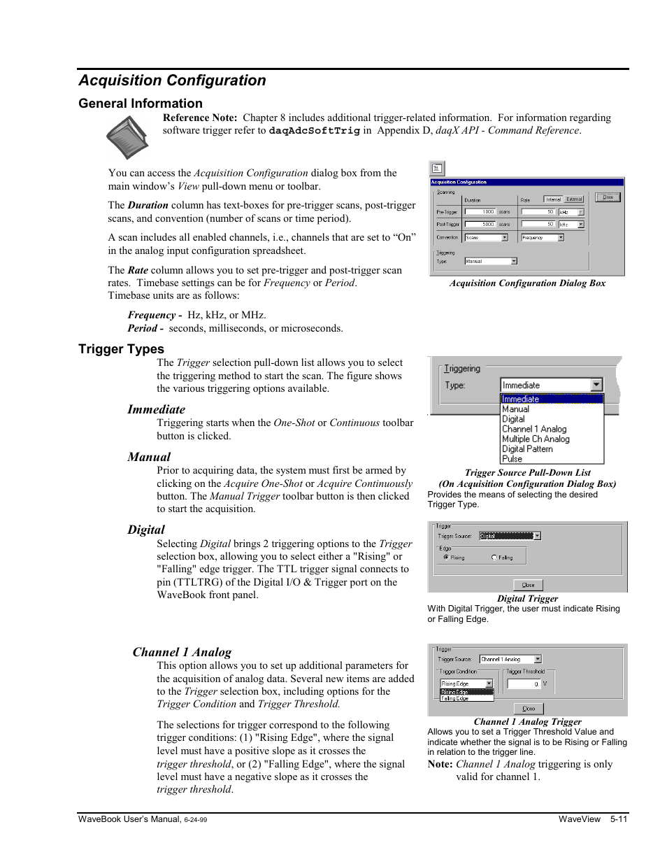 Acquisition configuration, General information, Eneral information … -11 | Pes … -11 | Measurement Computing WaveBook rev.3.0 User Manual | Page 105 / 236