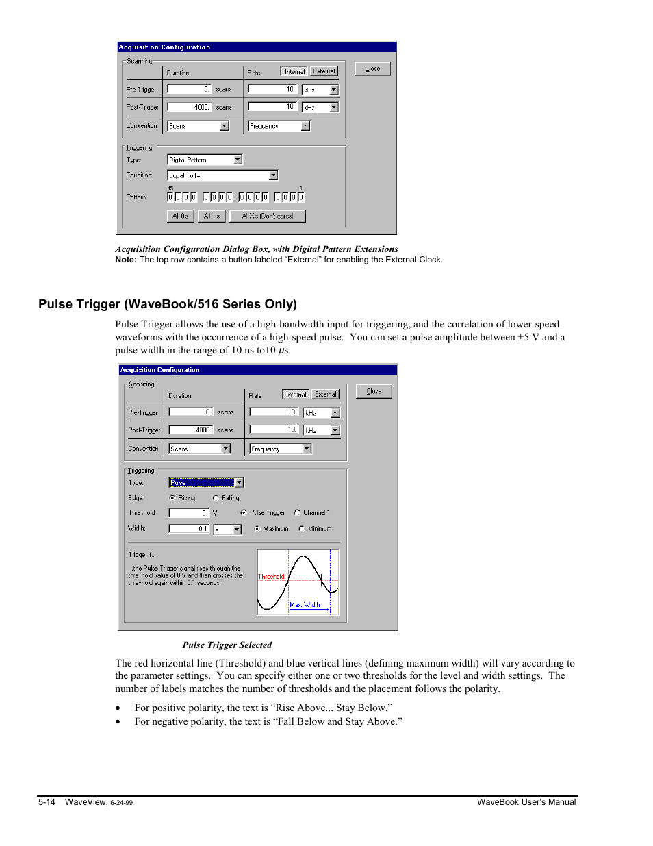 Pulse trigger (wavebook/516 series only), Igger …… 5-14 | Measurement Computing WaveBook rev.3.0 User Manual | Page 108 / 236