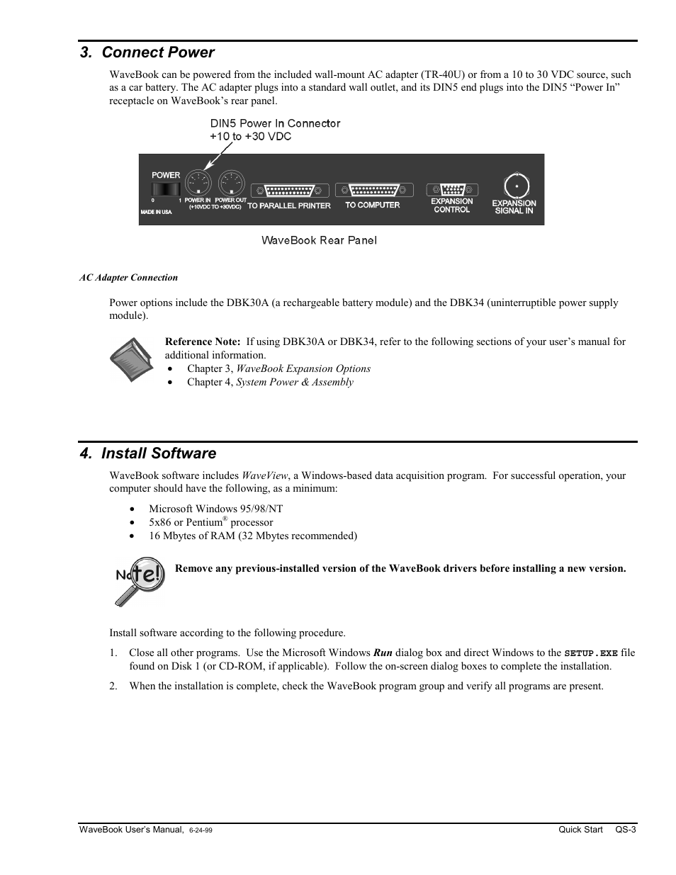 Connect power, Install software | Measurement Computing WaveBook rev.3.0 User Manual | Page 11 / 236