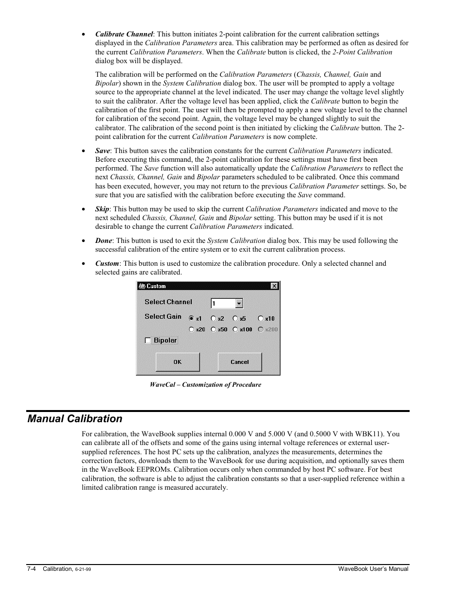 Manual calibration | Measurement Computing WaveBook rev.3.0 User Manual | Page 134 / 236