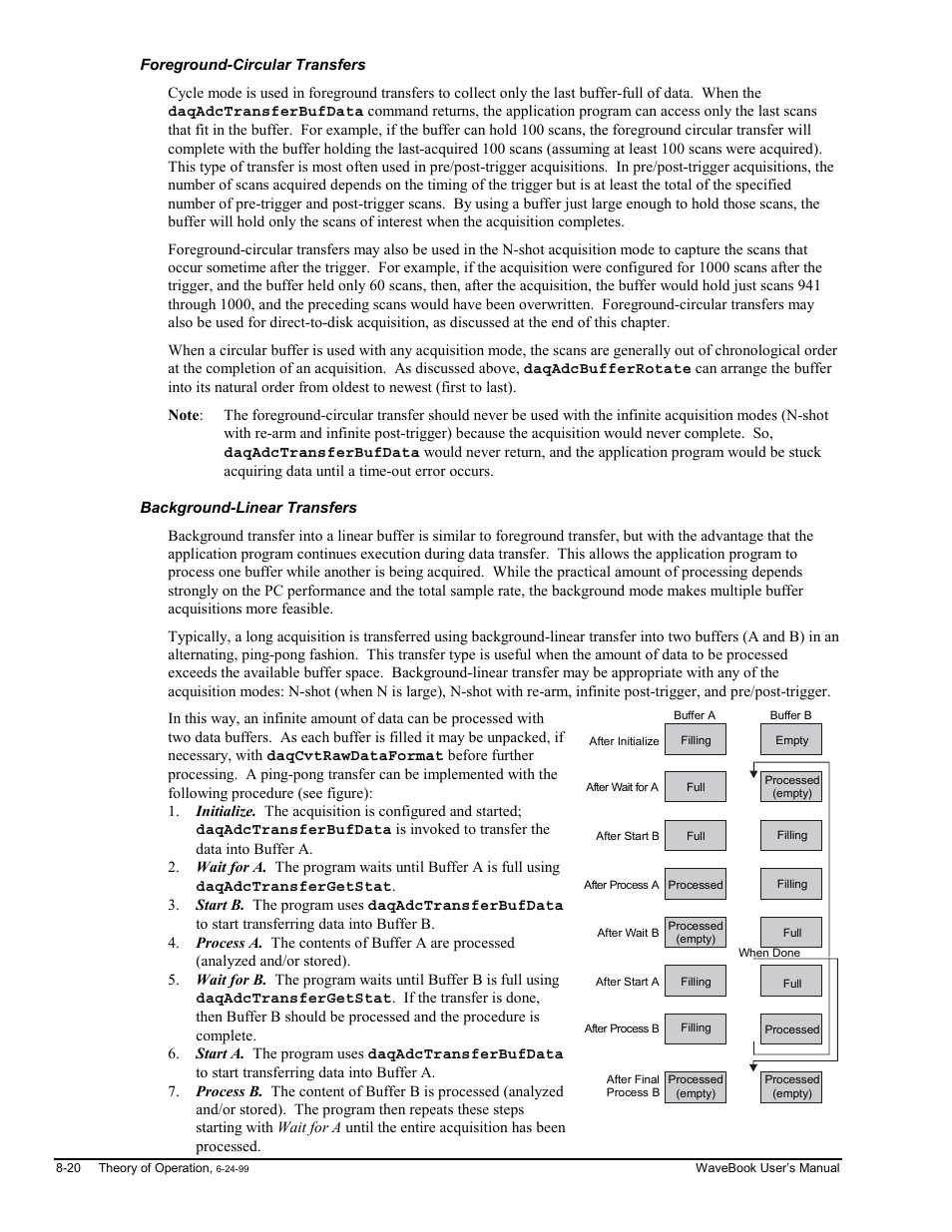 Foreground-circular transfers, Background-linear transfers | Measurement Computing WaveBook rev.3.0 User Manual | Page 154 / 236