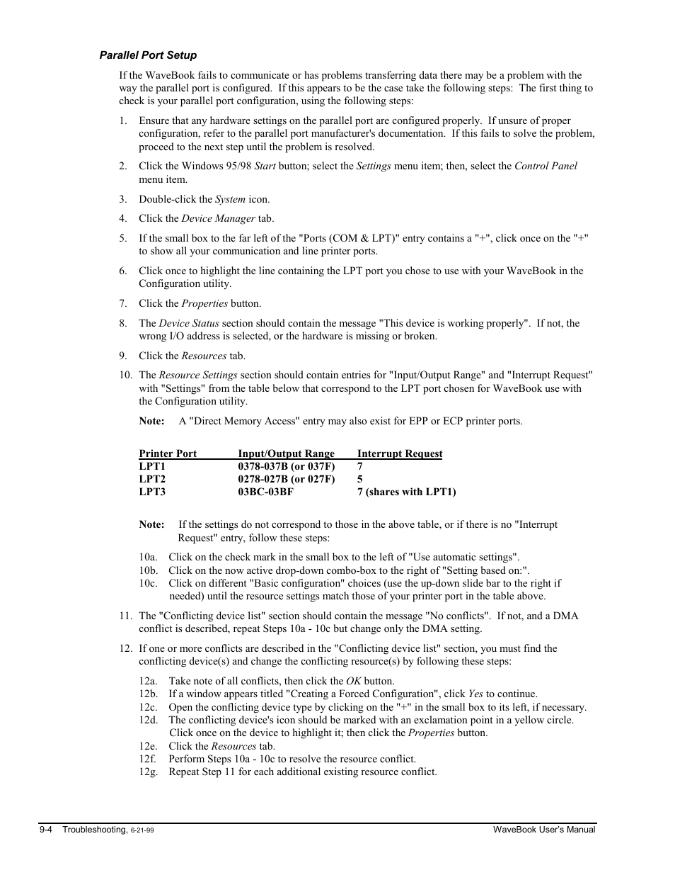 Parallel port setup | Measurement Computing WaveBook rev.3.0 User Manual | Page 160 / 236