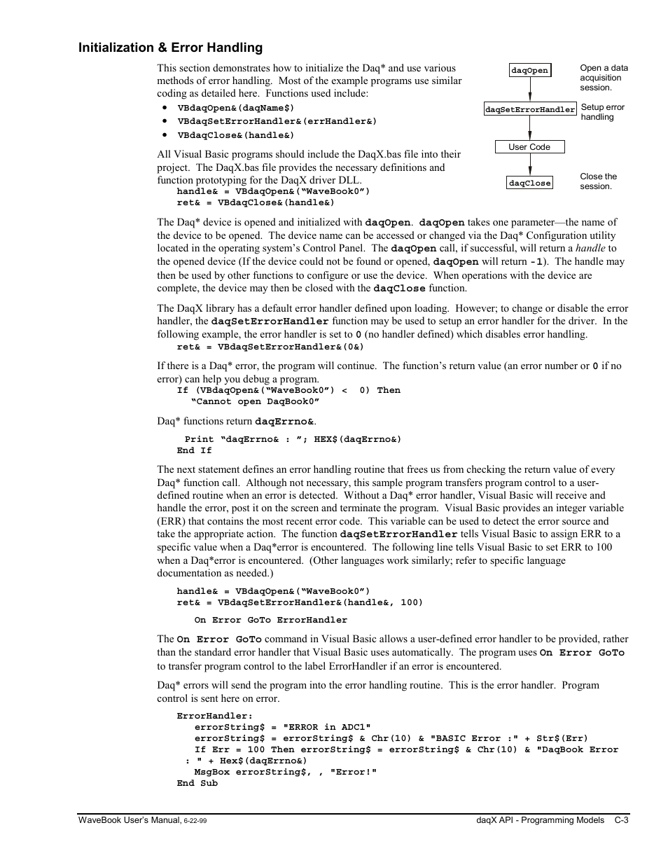 Initialization & error handling | Measurement Computing WaveBook rev.3.0 User Manual | Page 177 / 236