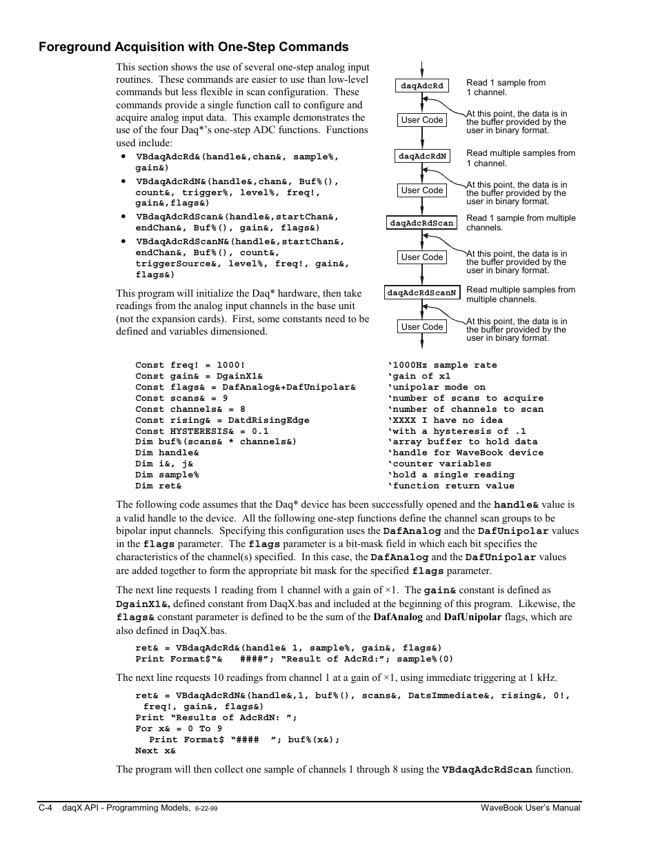 Foreground acquisition with one-step commands | Measurement Computing WaveBook rev.3.0 User Manual | Page 178 / 236