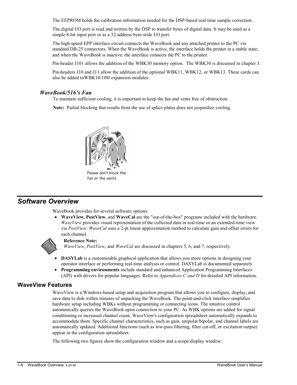 Software overview, Waveview features, Features -6 | Measurement Computing WaveBook rev.3.0 User Manual | Page 20 / 236