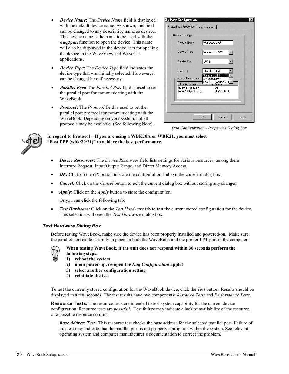 Test hardware dialog box | Measurement Computing WaveBook rev.3.0 User Manual | Page 30 / 236