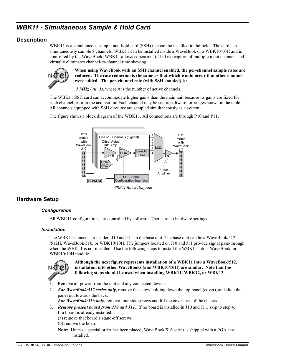 Wbk11 - simultaneous sample & hold card, Hardware setup, Configuration | Installation, Description | Measurement Computing WaveBook rev.3.0 User Manual | Page 38 / 236