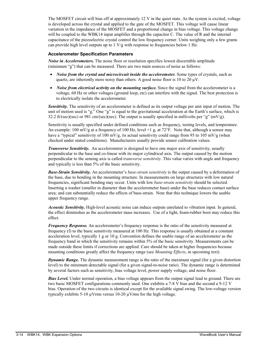 Accelerometer specification parameters | Measurement Computing WaveBook rev.3.0 User Manual | Page 46 / 236