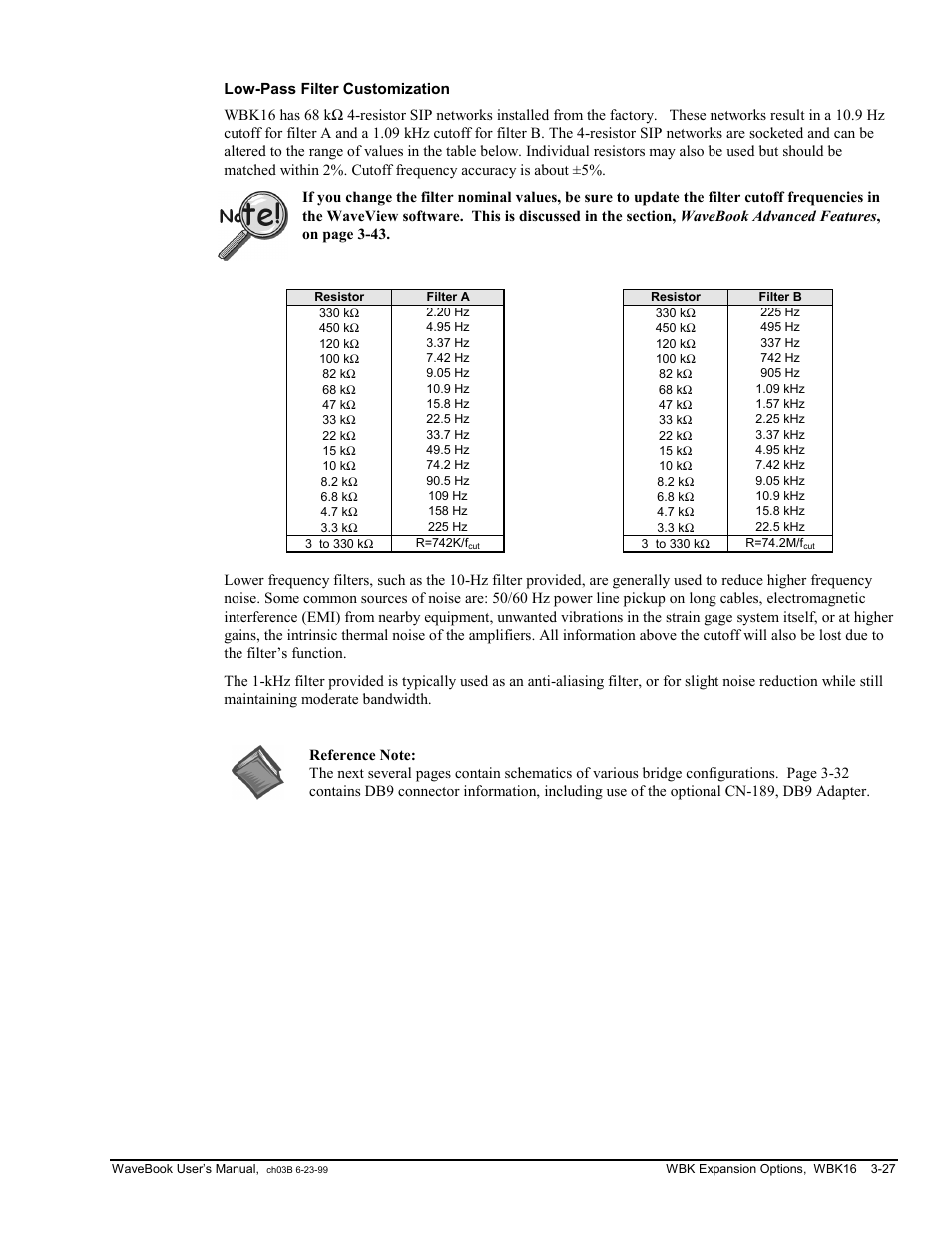Low-pass filter customization | Measurement Computing WaveBook rev.3.0 User Manual | Page 59 / 236