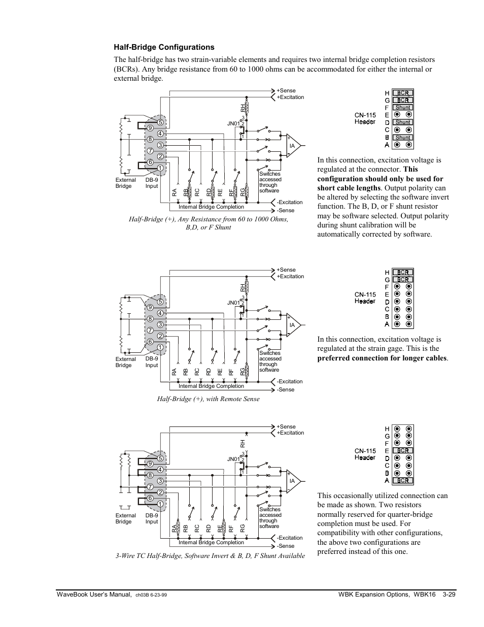 Half-bridge configurations | Measurement Computing WaveBook rev.3.0 User Manual | Page 61 / 236