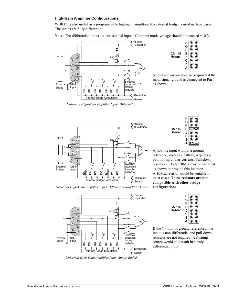 High-gain amplifier configurations | Measurement Computing WaveBook rev.3.0 User Manual | Page 63 / 236