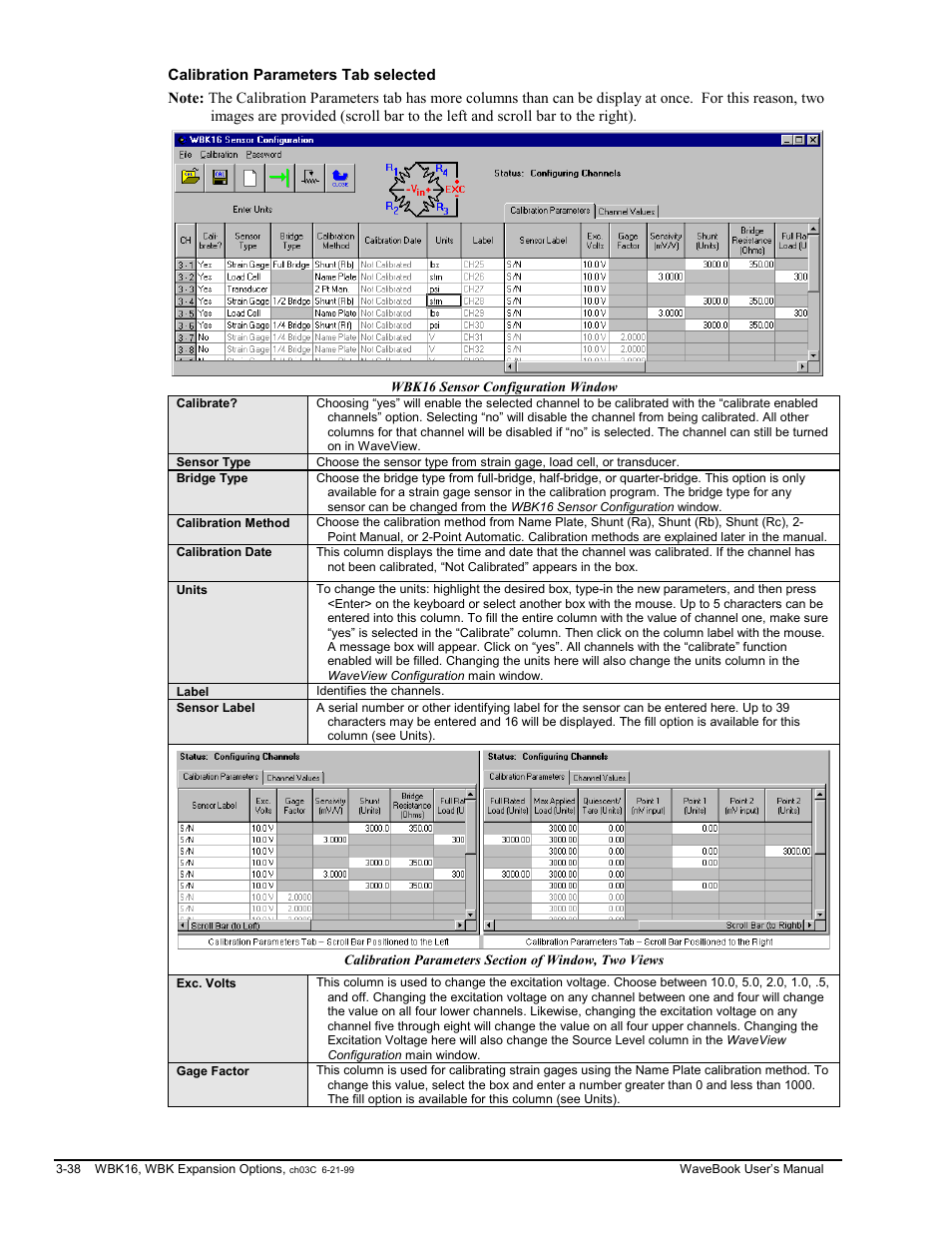 Calibration parameters tab selected | Measurement Computing WaveBook rev.3.0 User Manual | Page 70 / 236