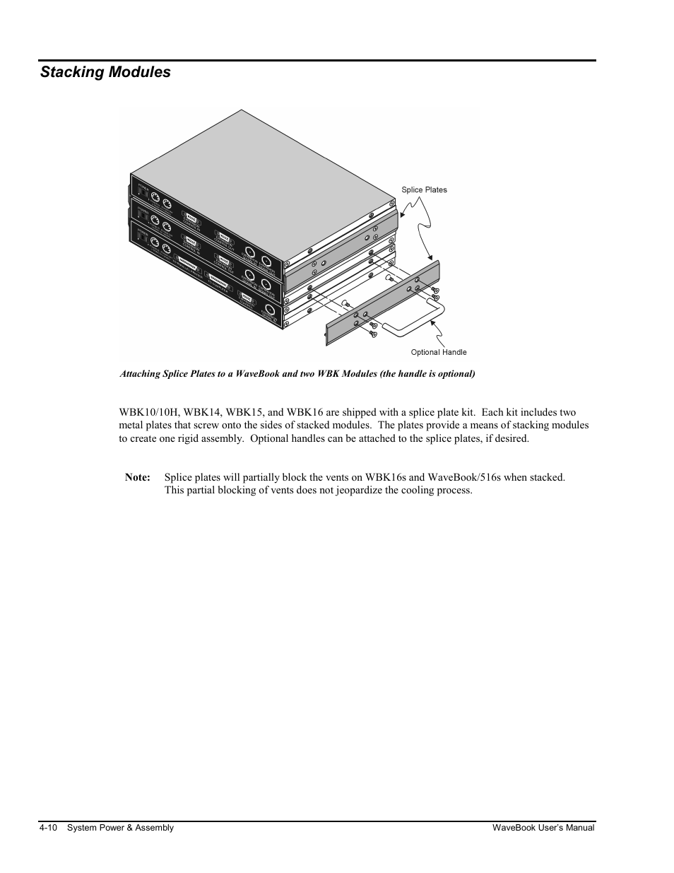 Stacking modules, Odules…… 4-10 | Measurement Computing WaveBook rev.3.0 User Manual | Page 94 / 236