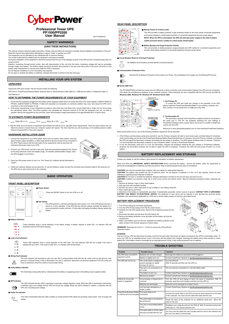 CyberPower Systems PP1500 User Manual | 2 pages