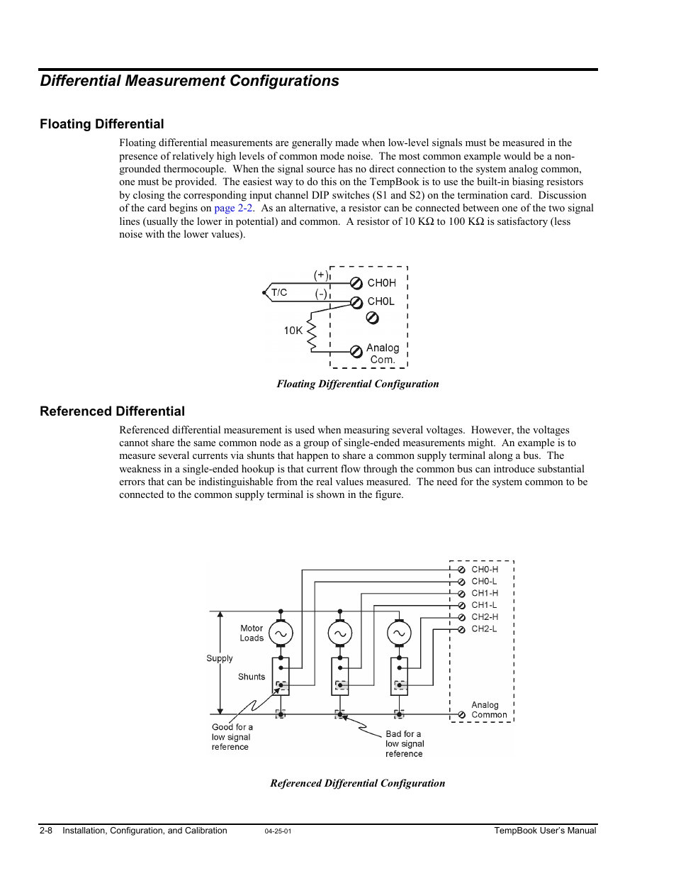 Differential measurement configurations, Floating differential, Referenced differential | R to | Measurement Computing TempBook rev.4.0 User Manual | Page 26 / 26