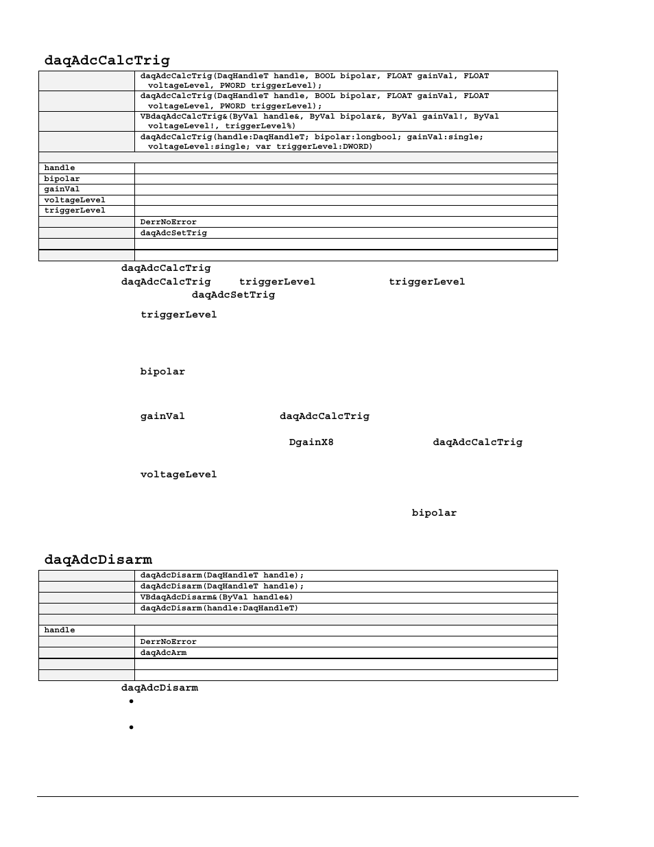 Daqadccalctrig, Daqadcdisarm | Measurement Computing TempBook rev.3.0 User Manual | Page 128 / 166